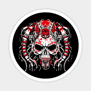 alien skull red white Magnet